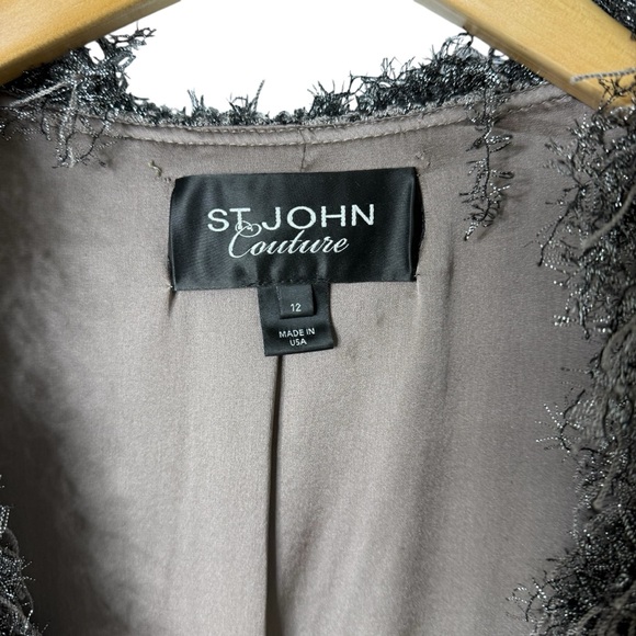 St John Couture Tweed Fringe Jacket Blazer Size 12 - Picture 6 of 7